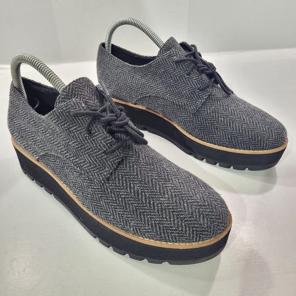 EILEEN FISHER EDDY LACE UP PLATFORM TWEED HERRINGBONE OXFORD LOAFER SHOE 7.5 A11 - Picture 2 of 13